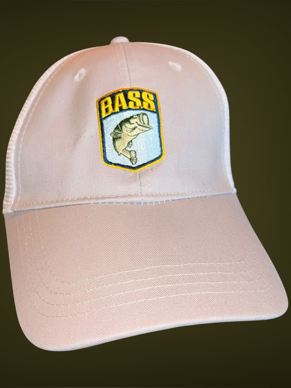 B.A.S.S Bass Anglers Sportsman Society Bassmaster  White Mesh Trucker Hat